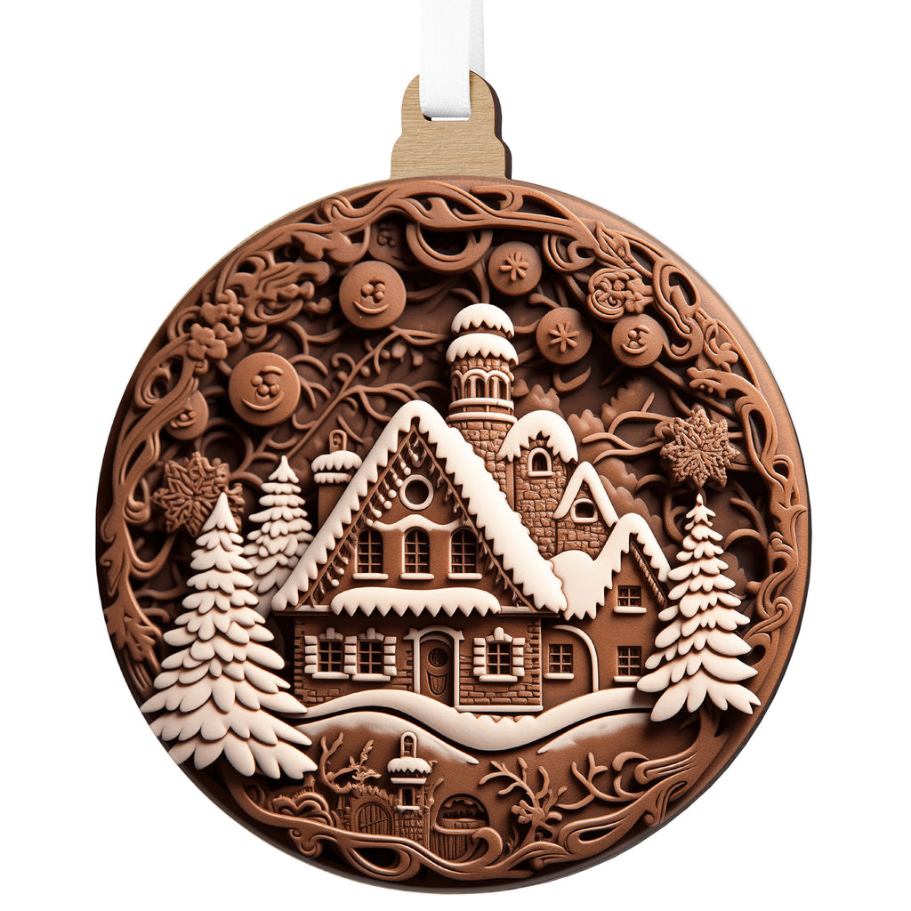 3D hatású karácsonyfadísz mézeskalács mintával